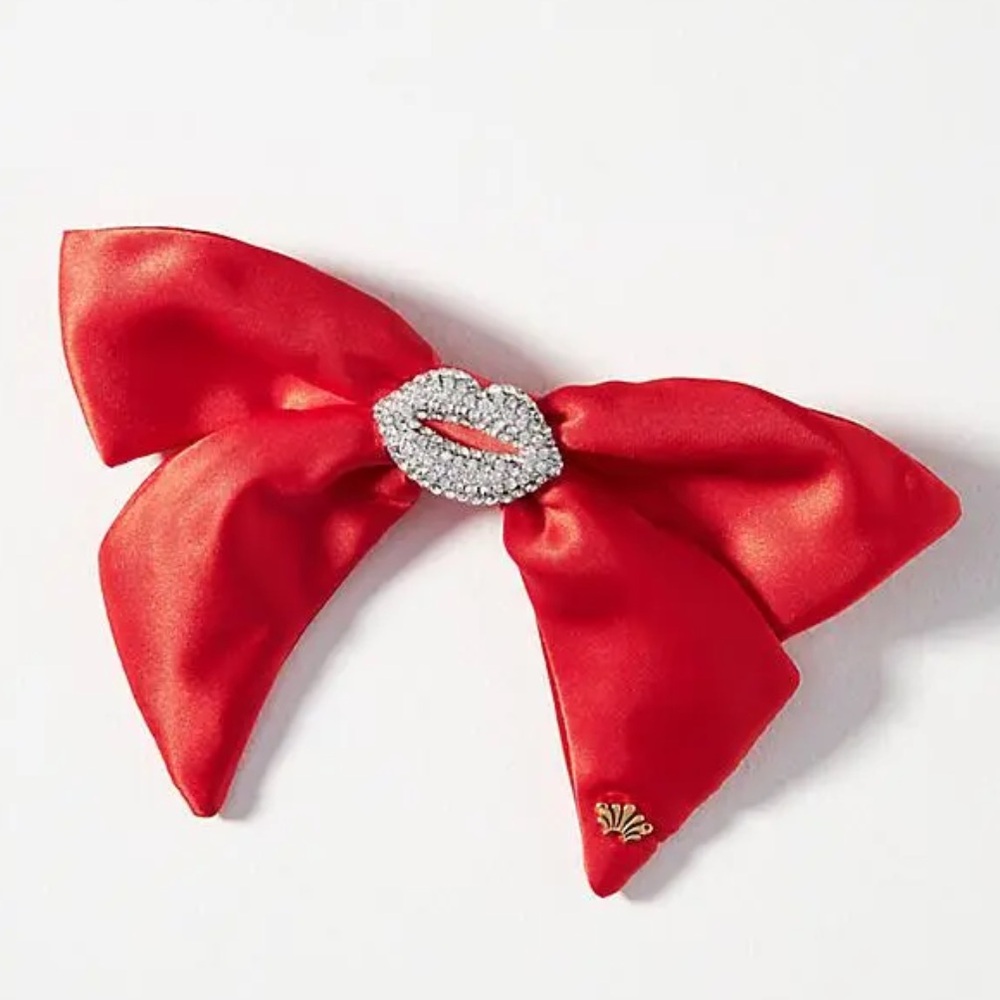 Lele Sadoughi x Marilyn Monroe Pave Kiss Red Bow New